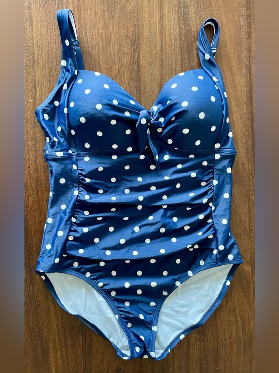 Kona Sol Other - Kona Sol Navy and White Polka Dot One-Piece Swimsuit